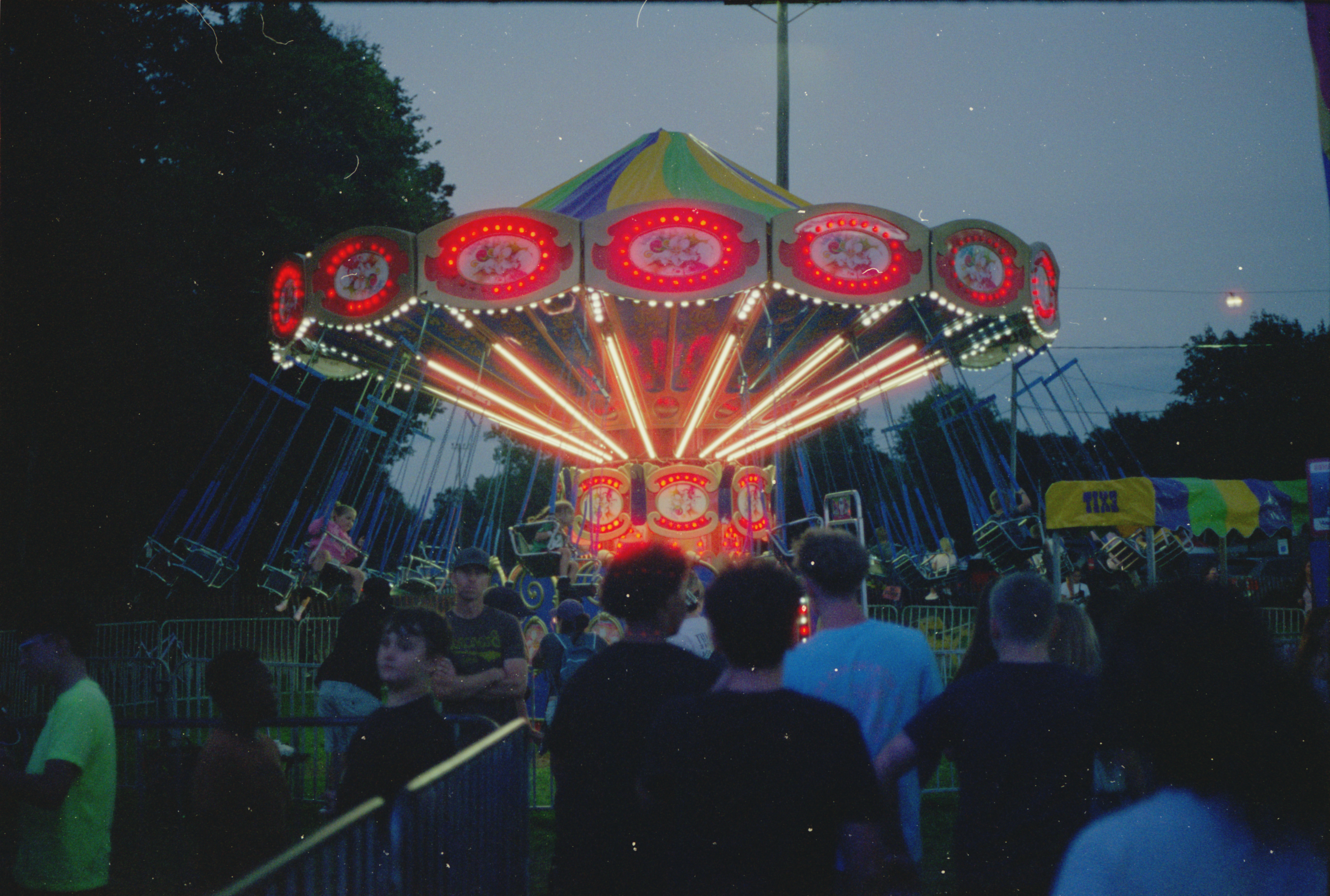 Carousel lights in the evening glow