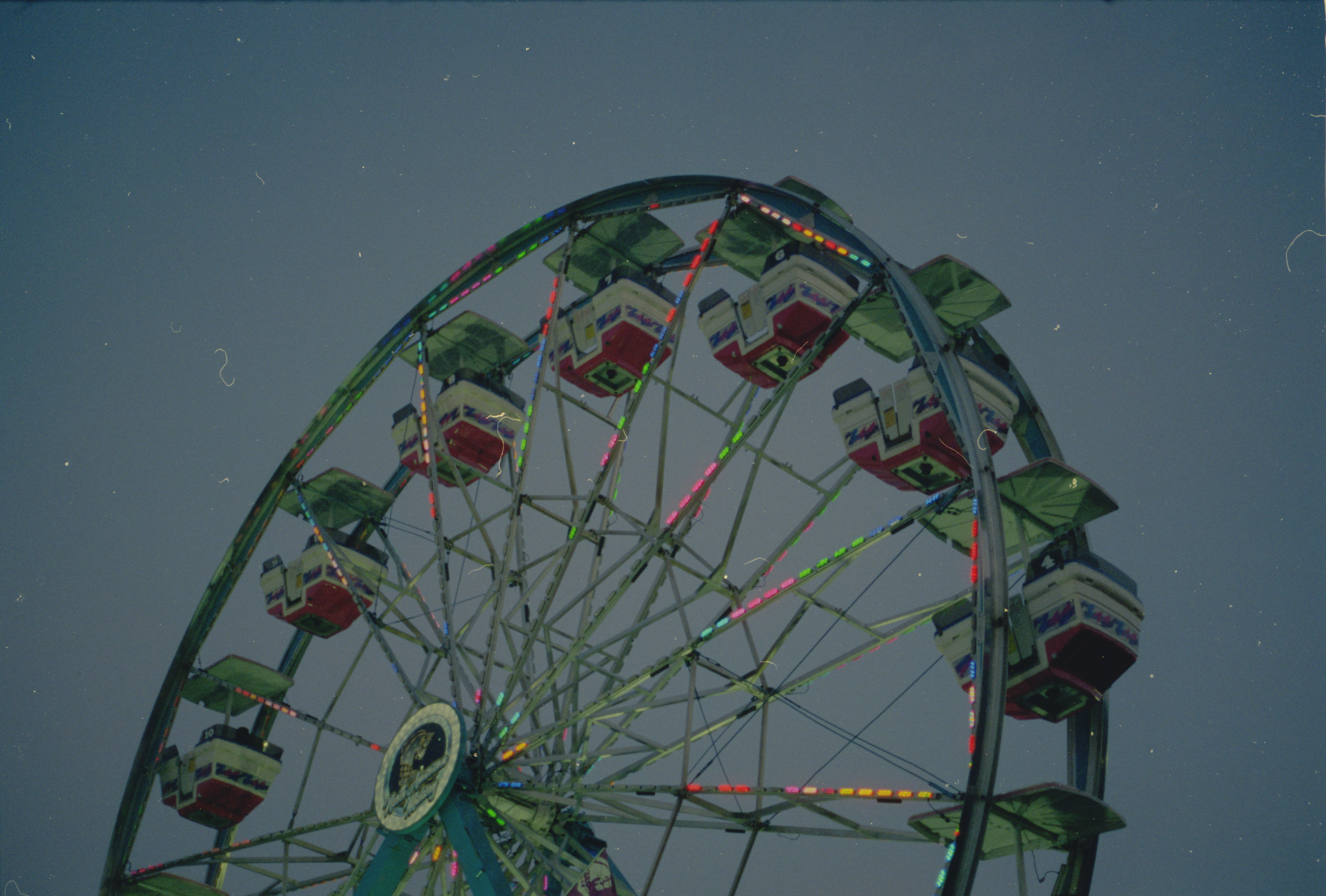 Neon carousel creating an atmosphere of joy